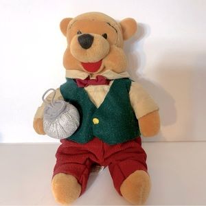 Disney, Pooh in green vest, red corduroy pants and bow tie plush